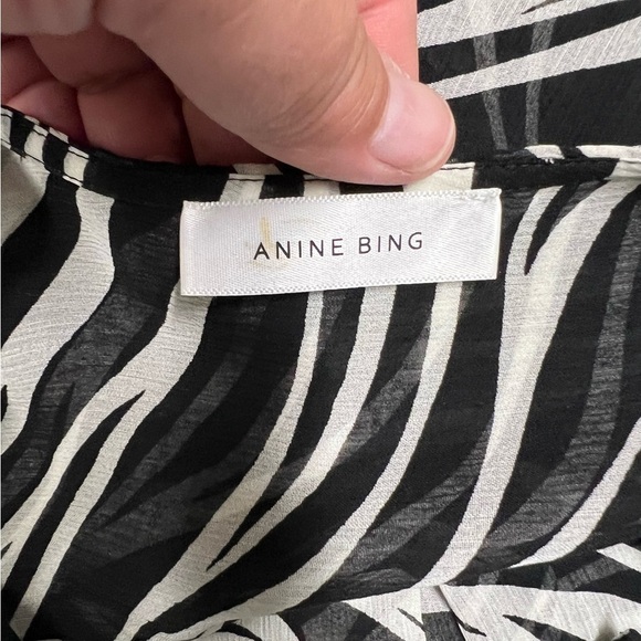 Anine Bing Womens Silk Chiffon Zebra Print Long Sleeve Button Arrow Shirt Sz S - Picture 6 of 8